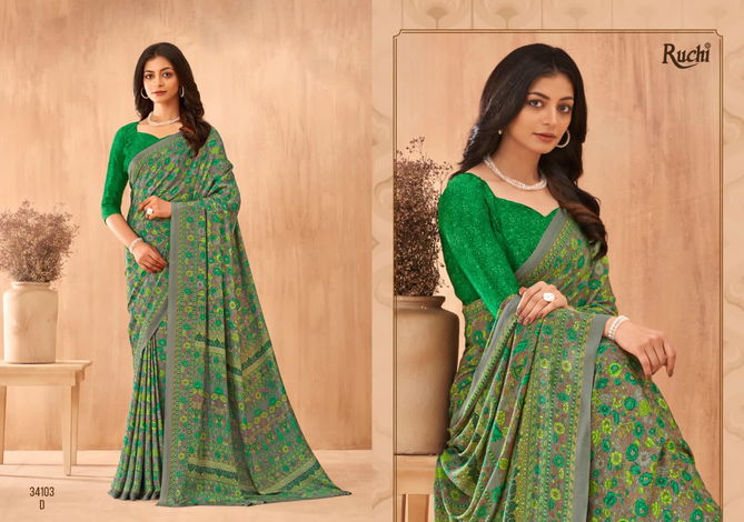 Vivanta Silk 34 By Ruchi Silk Crepe Printed Sarees Wholesale Clothing Suppliers In India